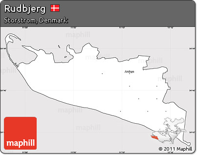 Silver Style Simple Map of Rudbjerg, cropped outside