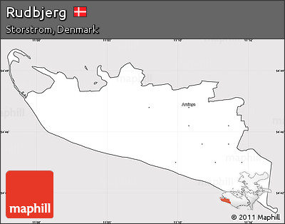Silver Style Simple Map of Rudbjerg, cropped outside