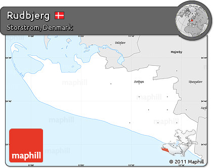 Silver Style Simple Map of Rudbjerg