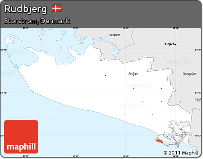 Silver Style Simple Map of Rudbjerg