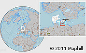 Gray Location Map of Sakskobing, highlighted country, highlighted parent region, within the entire country, hill shading