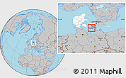 Gray Location Map of Sakskobing, highlighted country, highlighted parent region