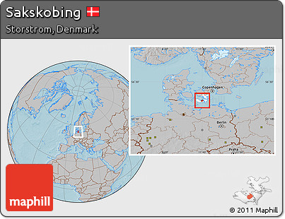 Gray Location Map of Sakskobing, highlighted parent region, hill shading