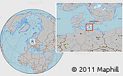 Gray Location Map of Sakskobing, highlighted parent region, hill shading