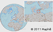 Gray Location Map of Sakskobing, hill shading
