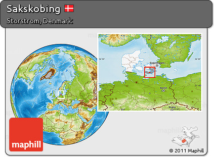 Physical Location Map of Sakskobing, highlighted country, highlighted parent region