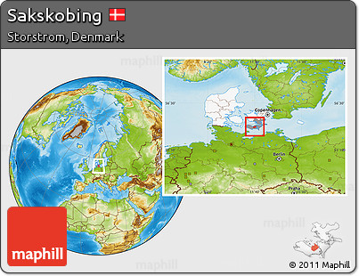 Physical Location Map of Sakskobing, highlighted country, highlighted parent region
