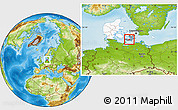 Physical Location Map of Sakskobing, highlighted country, highlighted parent region