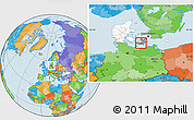 Political Location Map of Sakskobing, highlighted country, highlighted parent region