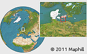 Satellite Location Map of Sakskobing, highlighted country, highlighted parent region