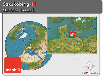 Satellite Location Map of Sakskobing, highlighted parent region