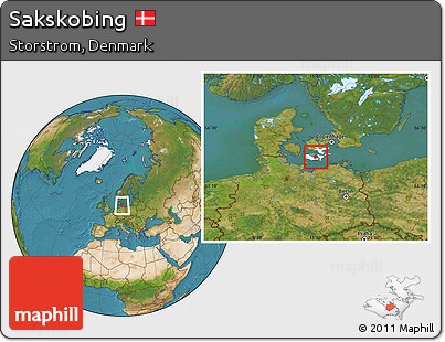 Satellite Location Map of Sakskobing, highlighted parent region