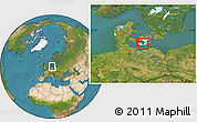 Satellite Location Map of Sakskobing, highlighted parent region
