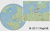 Savanna Style Location Map of Sakskobing, highlighted parent region, hill shading
