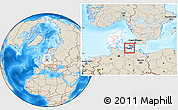 Shaded Relief Location Map of Sakskobing, highlighted country, highlighted parent region, within the entire country