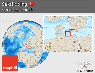 Shaded Relief Location Map of Sakskobing, highlighted parent region