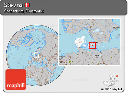 Gray Location Map of Stevns, highlighted country, within the entire country