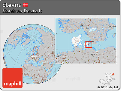Gray Location Map of Stevns, highlighted country, within the entire country