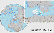 Gray Location Map of Stevns, highlighted country, highlighted parent region, within the entire country