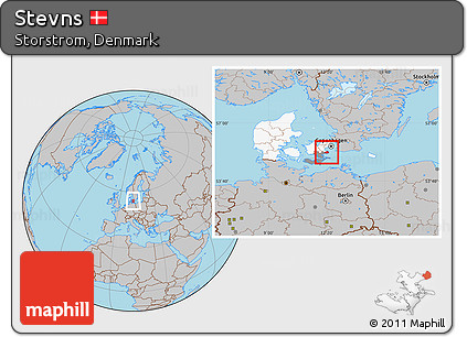 Gray Location Map of Stevns, highlighted country, highlighted parent region