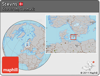 Gray Location Map of Stevns, highlighted parent region, within the entire country