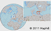 Gray Location Map of Stevns, highlighted parent region, within the entire country, hill shading
