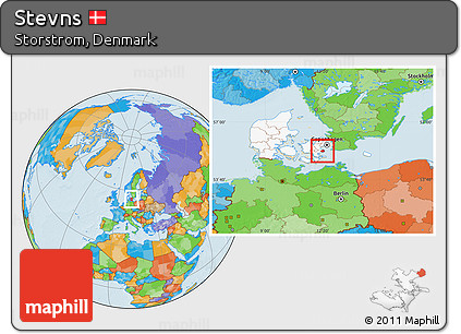 Political Location Map of Stevns, highlighted country