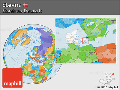 Political Location Map of Stevns, highlighted country