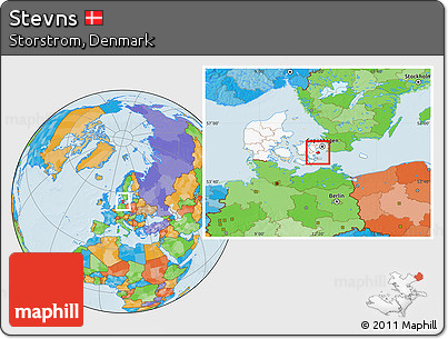 Political Location Map of Stevns, highlighted country
