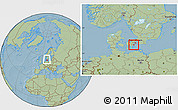 Savanna Style Location Map of Stevns, within the entire country, hill shading