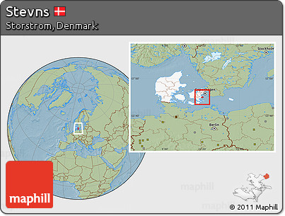 Savanna Style Location Map of Stevns, highlighted country, hill shading