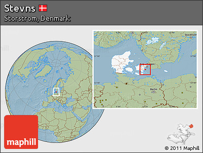 Savanna Style Location Map of Stevns, highlighted country, hill shading