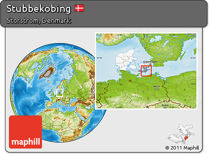 Physical Location Map of Stubbekobing, highlighted country, highlighted parent region