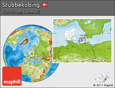 Physical Location Map of Stubbekobing, highlighted country, highlighted parent region