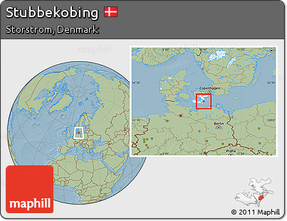 Savanna Style Location Map of Stubbekobing, highlighted parent region, hill shading