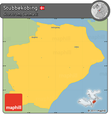 Savanna Style Simple Map of Stubbekobing, single color outside