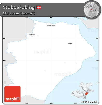 Silver Style Simple Map of Stubbekobing, single color outside