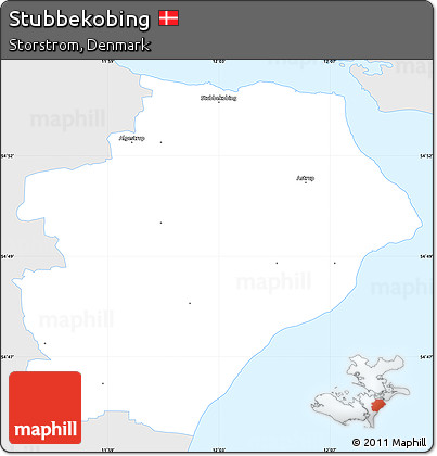 Silver Style Simple Map of Stubbekobing, single color outside
