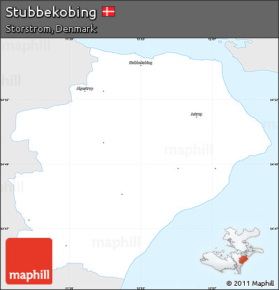 Silver Style Simple Map of Stubbekobing, single color outside