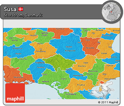 Physical 3D Map of Susa, political outside