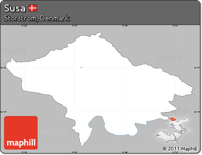 Gray Simple Map of Susa, single color outside