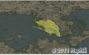 Satellite 3D Map of Vordingborg, darken, semi-desaturated