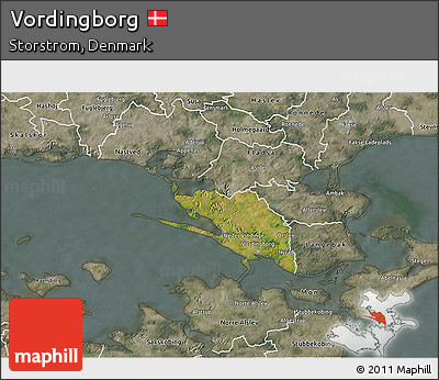 Satellite 3D Map of Vordingborg, semi-desaturated