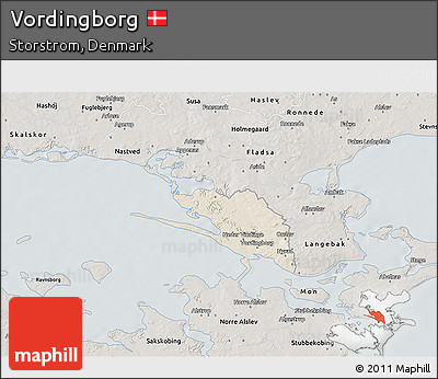 Shaded Relief 3D Map of Vordingborg, semi-desaturated