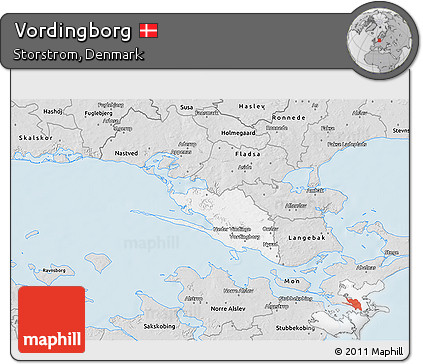 Silver Style 3D Map of Vordingborg