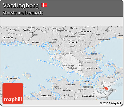 Silver Style 3D Map of Vordingborg