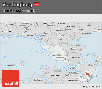 Silver Style 3D Map of Vordingborg