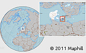 Gray Location Map of Vordingborg, highlighted country, highlighted parent region, hill shading