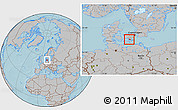 Gray Location Map of Vordingborg, hill shading