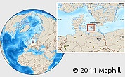 Shaded Relief Location Map of Vordingborg